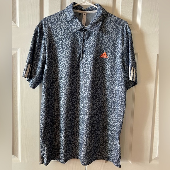 adidas Other - Adidas Men's 3-Stripes Collection Jacquard‎ Blue Polo Shirt Size Large